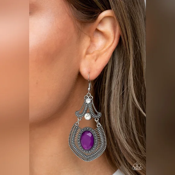Panama Palace Purple Earrings - Picture 3 of 3